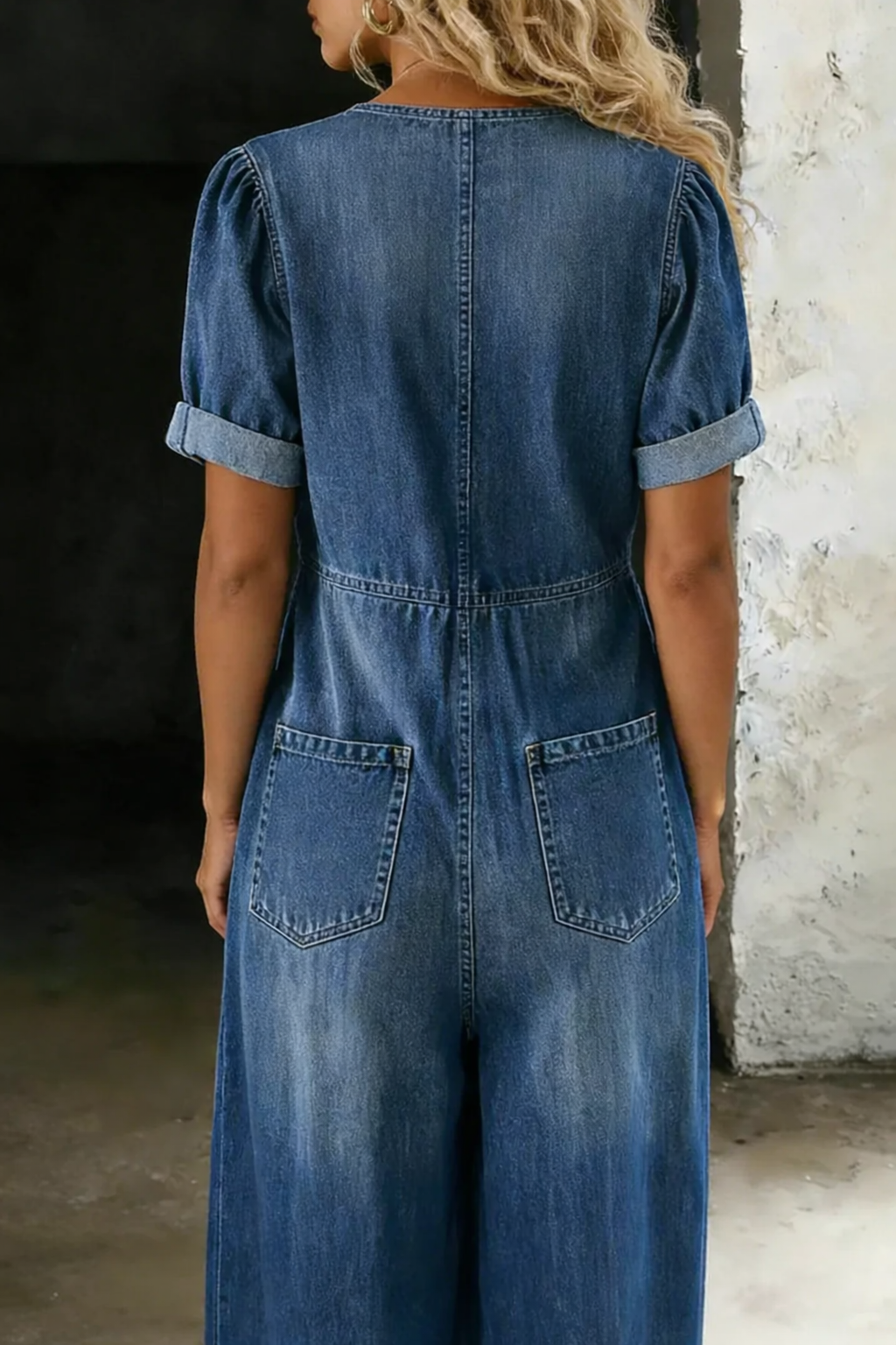 Vionne – décolleté en V à nouer en jean – salopette