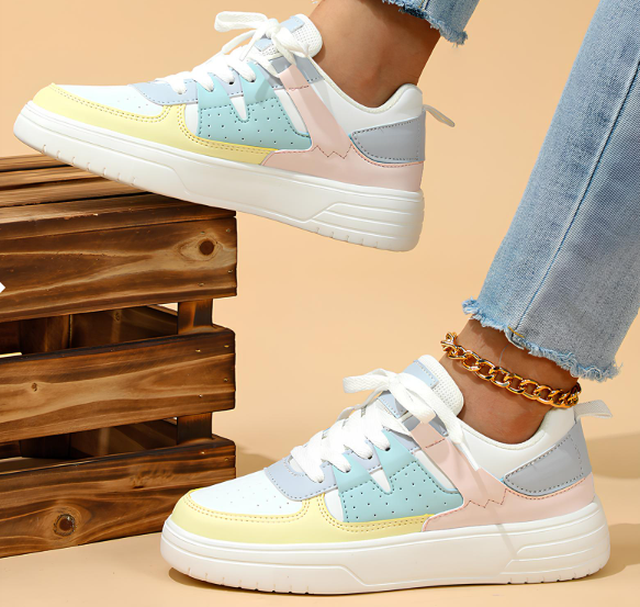 Baskets pastel multicolores à lacets