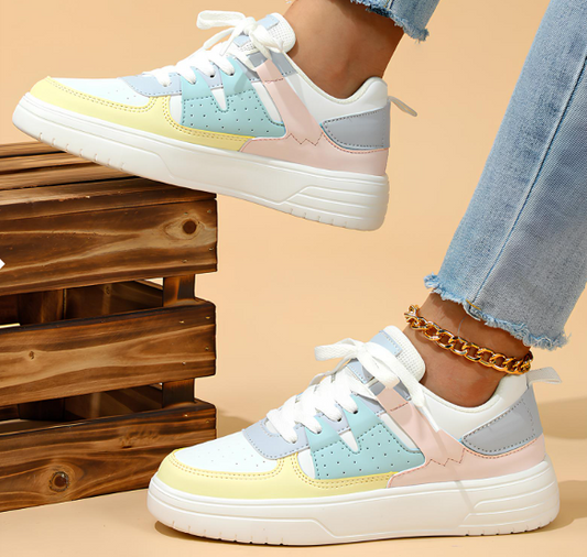 Baskets pastel multicolores à lacets